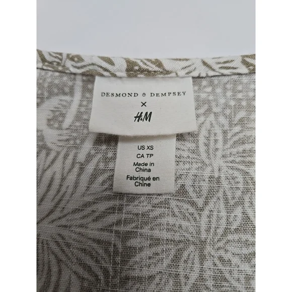 Desmond & Dempsey H&M Linen Blend Belted Tropical Dress XS Resort - Picture 3 of 8